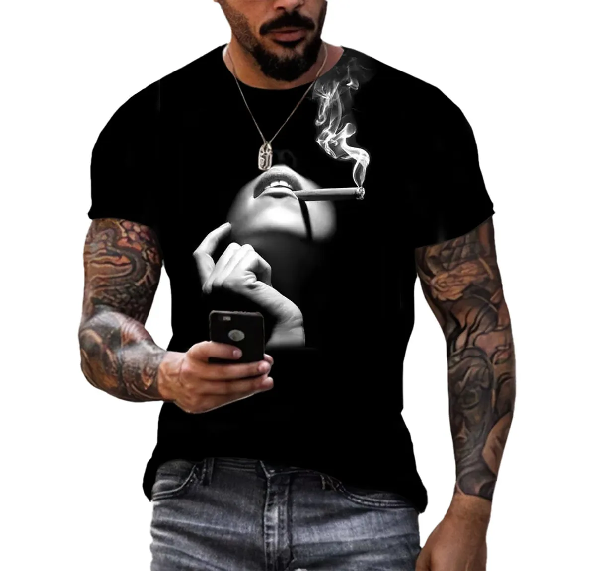 New Sexy Girl Hip Hop Spoof Summer Men\'s T-shirt Fashion Street Alternative Trend Design Large Size O-neck Senior 3D Printed Top