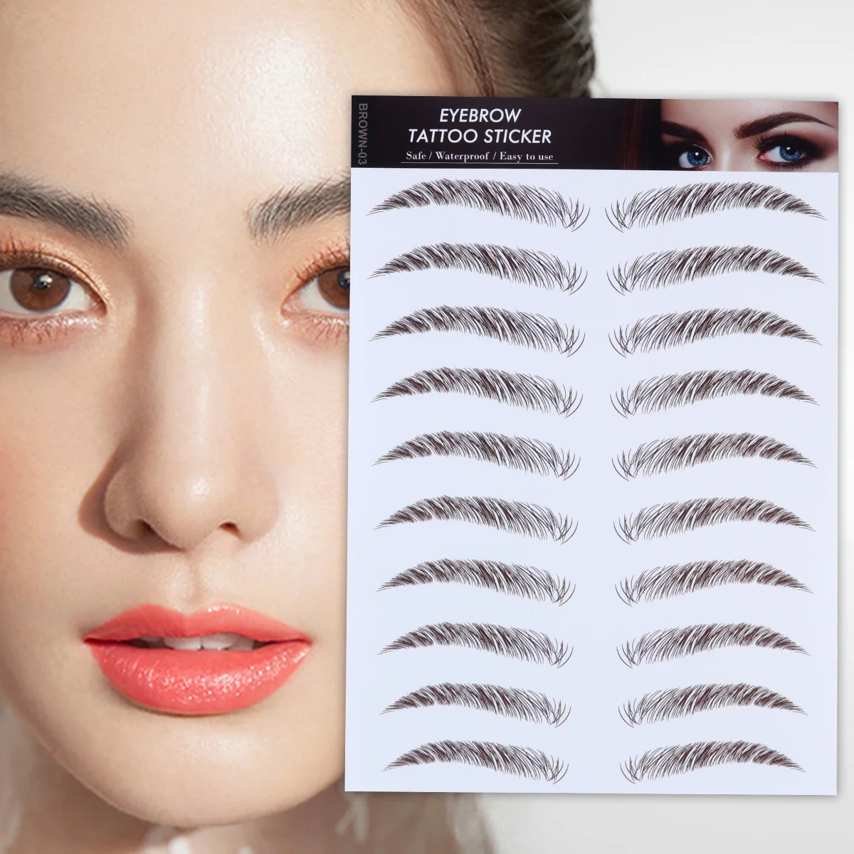 4 Pcs Eyebrow Stickers Fake Eyelashes Stencils Transfer 6D Hair-Like Eyebrows Water Paper False Cosmetics Artificial