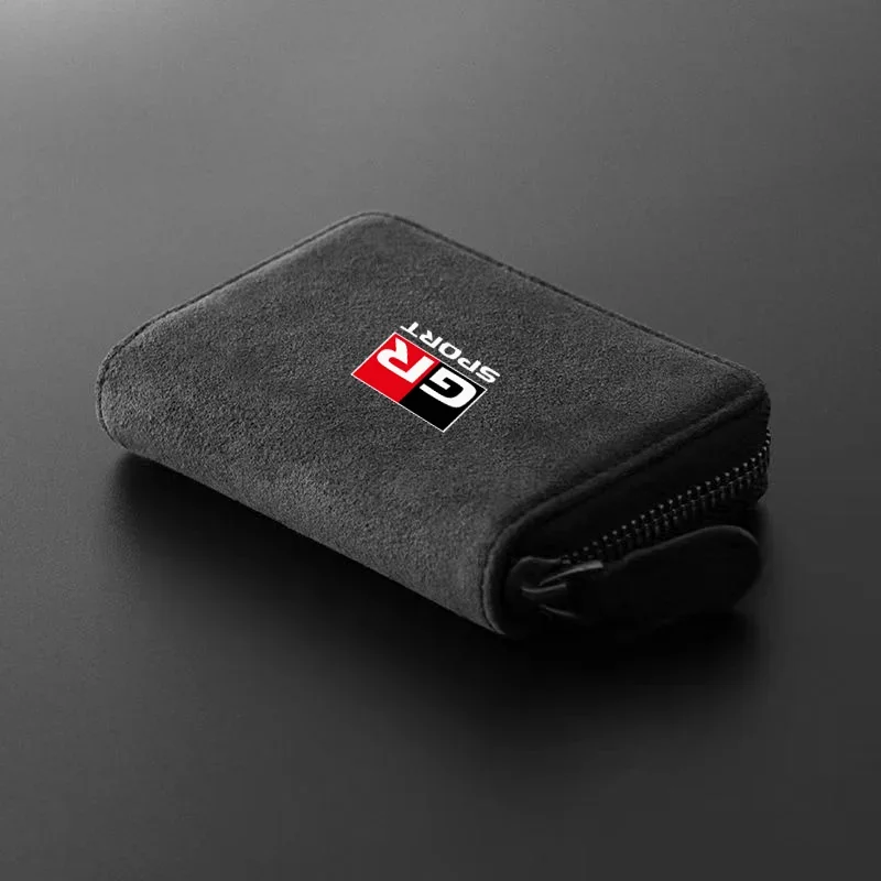 Car Suede Leather Portable Storage Box Driver\'s License ID Card Storage Bag for Toyota GR GAZOO RACING Car Accessories