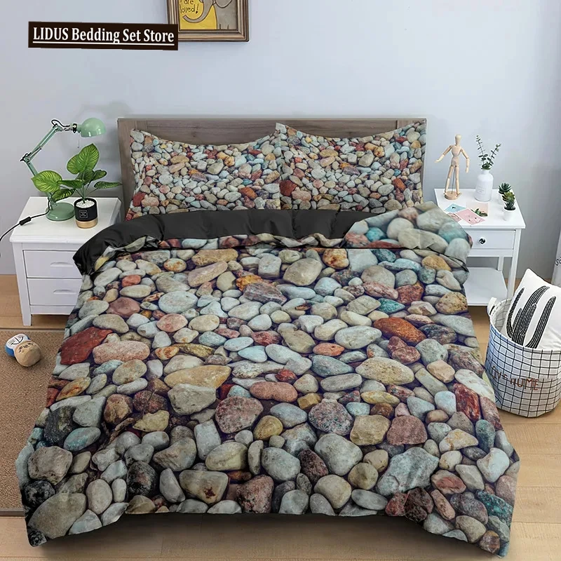 

Stone Pattern Bedding Set King Queen Size 3D Bricks Wall Print Duvet Cover 2/3pcs Home Textile Zen Stone Polyester Quilt Cover