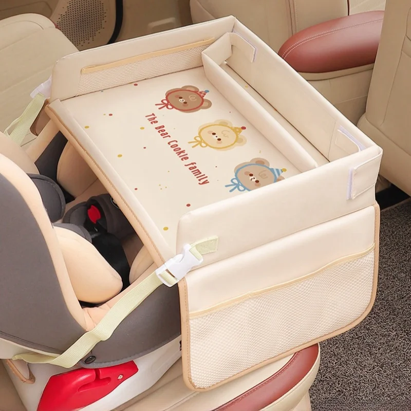 

Car Safety Child Seat Tray Multi-functional Storage Foldable Car Dining Tray Waterproof Storage Table Baby Stroller Tray