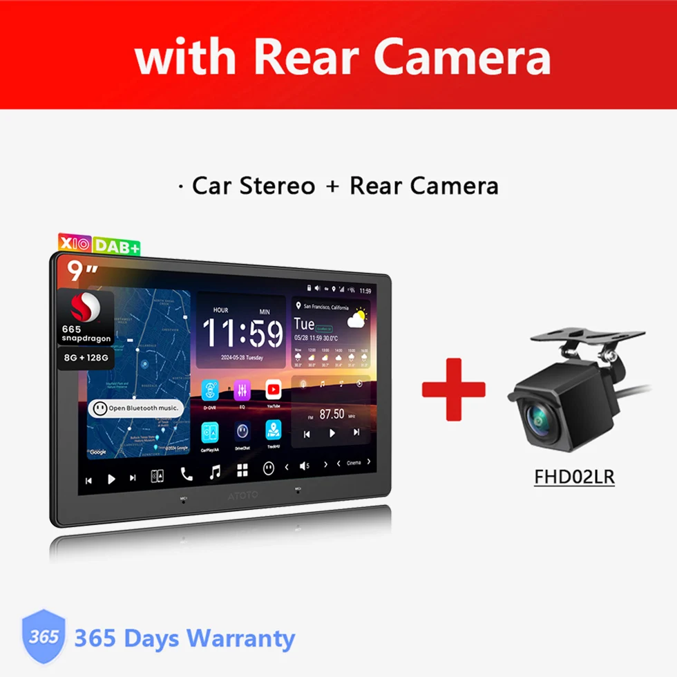 9 inch DAB Android autoradio dubbel 2 Din, AI Agent spraakassistent, LiveView externe camera bewaking parkeerhulp, 4G LTE Bluetooth stereo CarPlay scherm 2Din X10 Atotozone