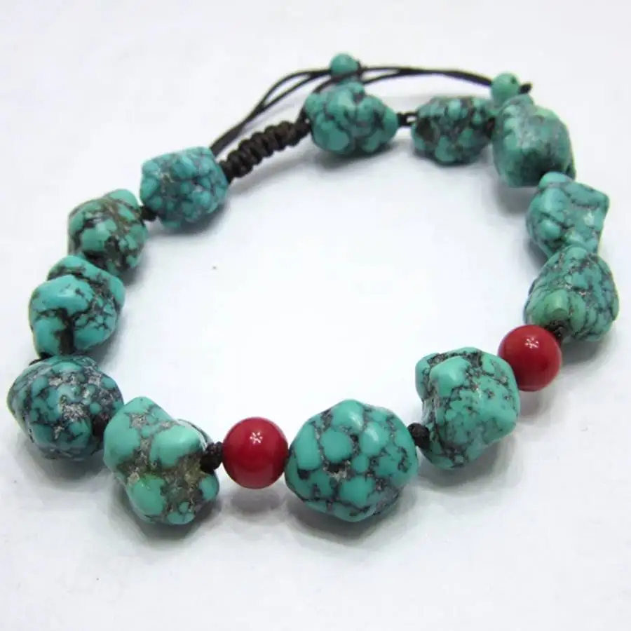

Handmade natural Turquoise raw stone bracelet, men's cuff button bracelet, Ramadan prayer bead bracelet,holiday gift, daily wear