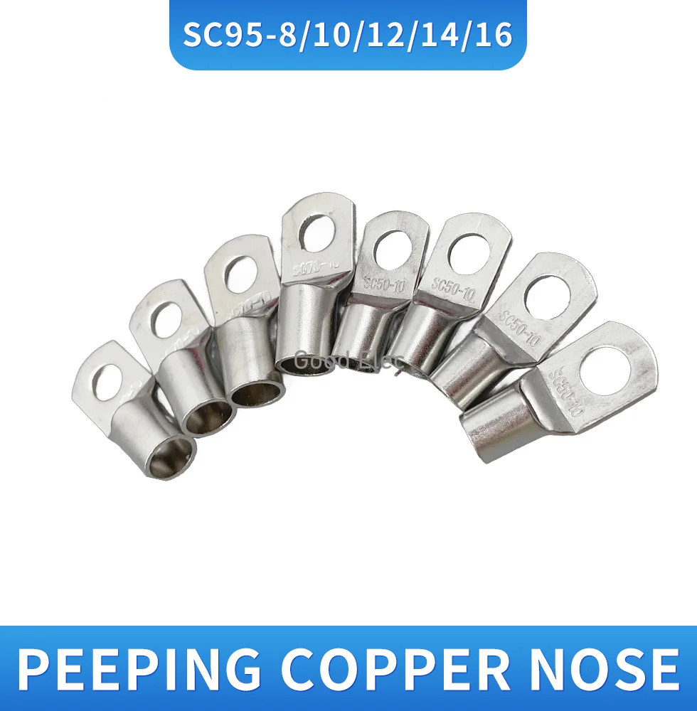 1PCS, SC95-8 SC95-10 SC95-12 SC95-14 SC95-16 bolt hole tinned copper cable connector 95MM ² battery terminals