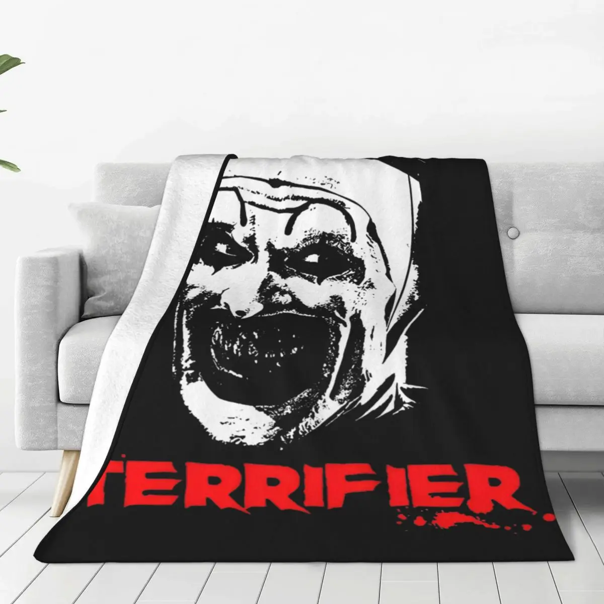 Soft Blanket Camping The Terrifier Art The Clown Throw Blanket Flannel Bedspread For Living Room Novelty Sofa Bed Cover