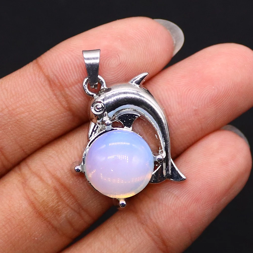 little-dolphin-natural-stone-copper-plated-crystal-necklace-pendant-purple-crystal-pink-crystal-cute-jewelry-pendant-diy-jewelry