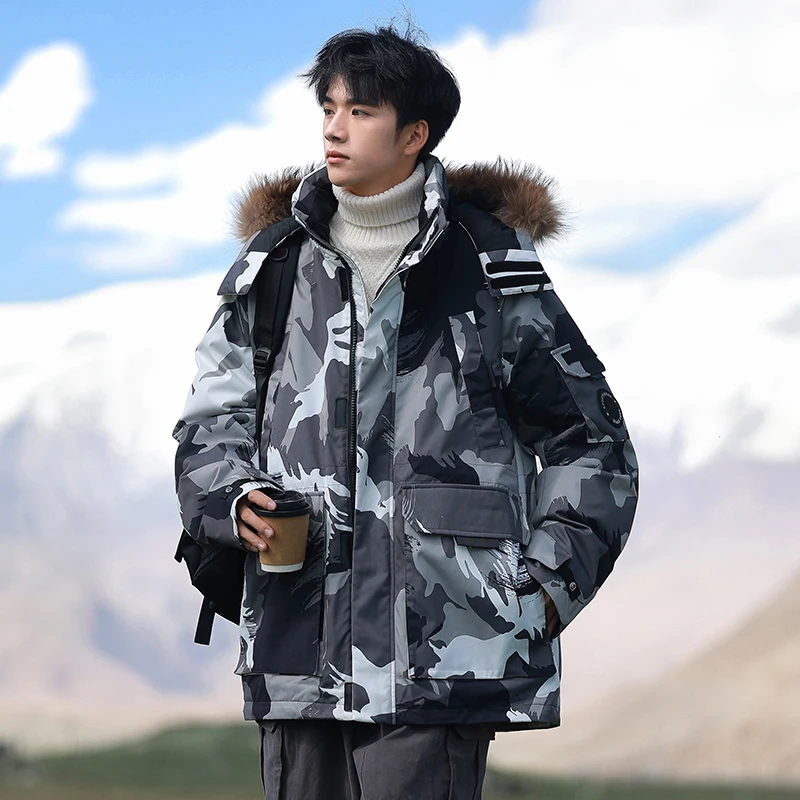 New 2025 Winter Men's Wear Warm Hooded Duck Down Jackets High Quality Outdoor Windproof Puffer Coats Thicken Padded Top Clothing