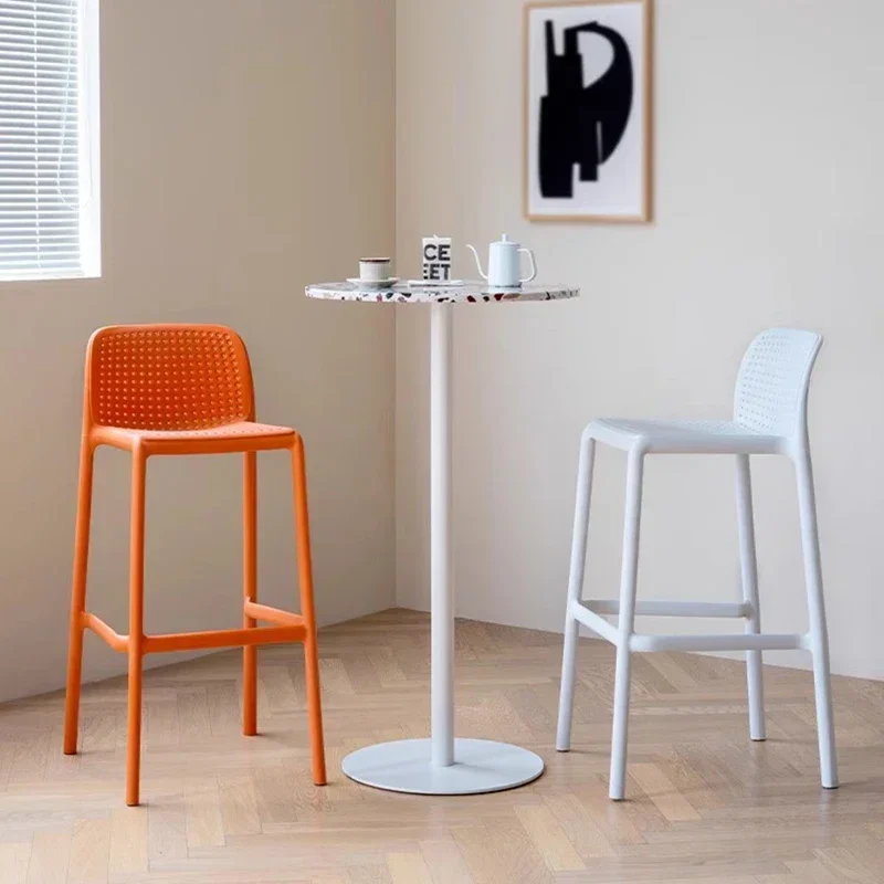 Nordic Bubble Tea Shop Cafe Plastic Bar Chair Modern Stackable Minimalist Outdoor High Stools Tabourets De Bar Home Furniture