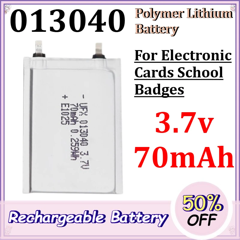 

013040 3.7v 70mAh Polymer Lithium Battery for Electronic Cards School Badges Rechargeable Lithium-ion Battery