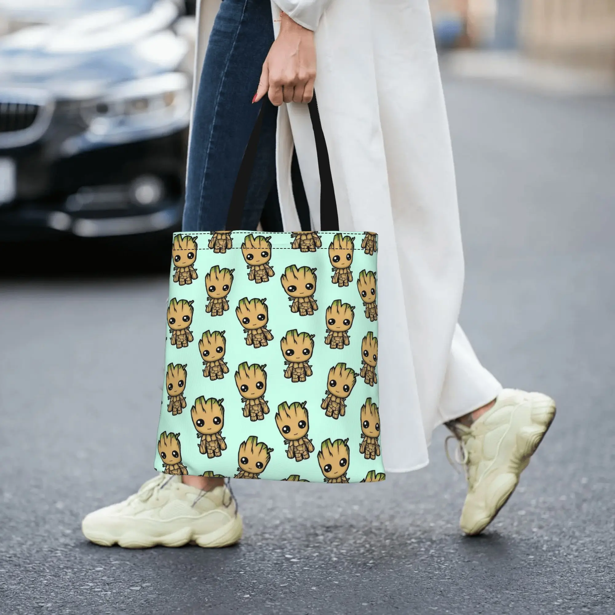 

Bags for woman 2026 Daily commute Large Capacity Groot Marvel Canvas Tote Bag Foldable Chic Pattern Gifts
