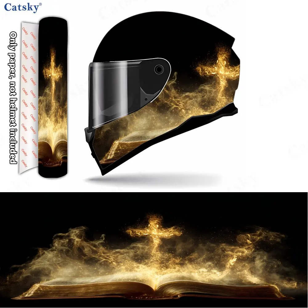 

Glowing Cross Bible Print Helmet stickers , PVC Material Multifunctional Helmet Stickers, Scratch-Resistant & Fade-Proof, Easy t