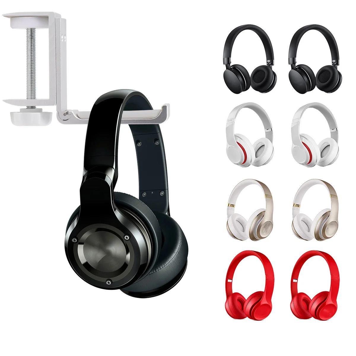 

Headphone Stand Holder Desktop Headset Rack Silver Metal Hanger Hook Lightweight Headphone Storage Organizer For Home