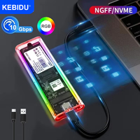 RGB M2 SSD Case M.2 NVME SSD Enclosure M.2 to USB C Transparent Hard Drive Enclosure for NVME PCIE NGFF SATA M/ B Key SSD Disk