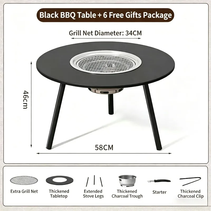 Outdoor Smokeless Barbecue Stove, Portable Folding BBQ Table for Household Charcoal Grilling