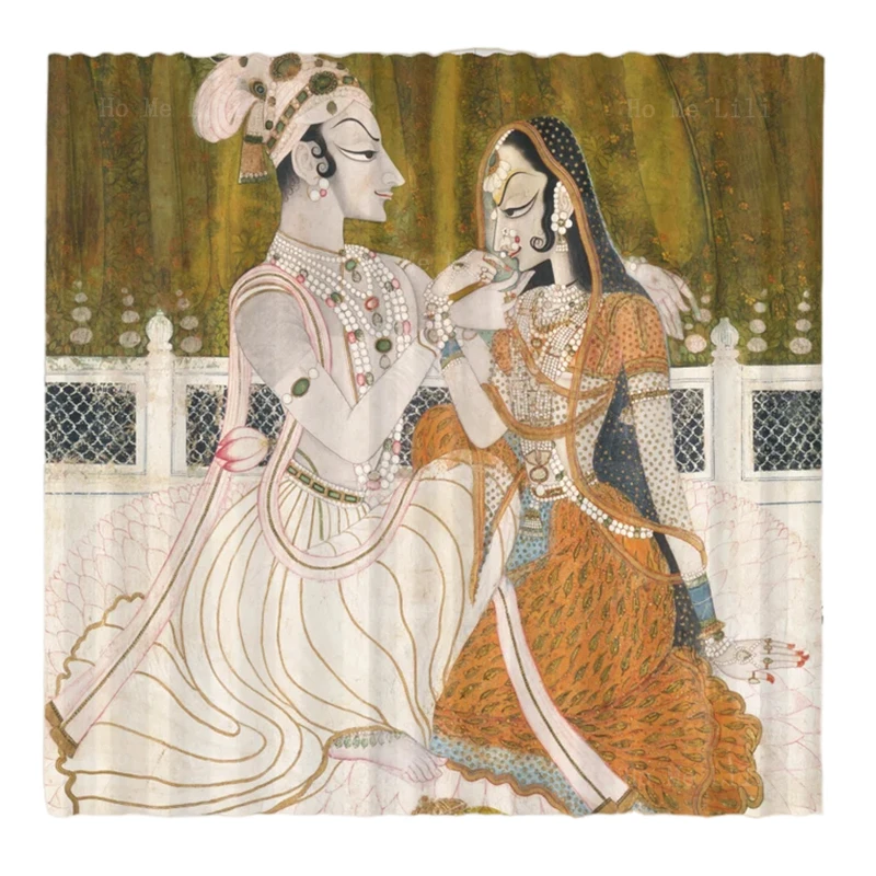 Krishna And Radha India Royal King And Queen Shower Curtain Hindu Lovers Painting Bohemian Decoration For Your Bathroom