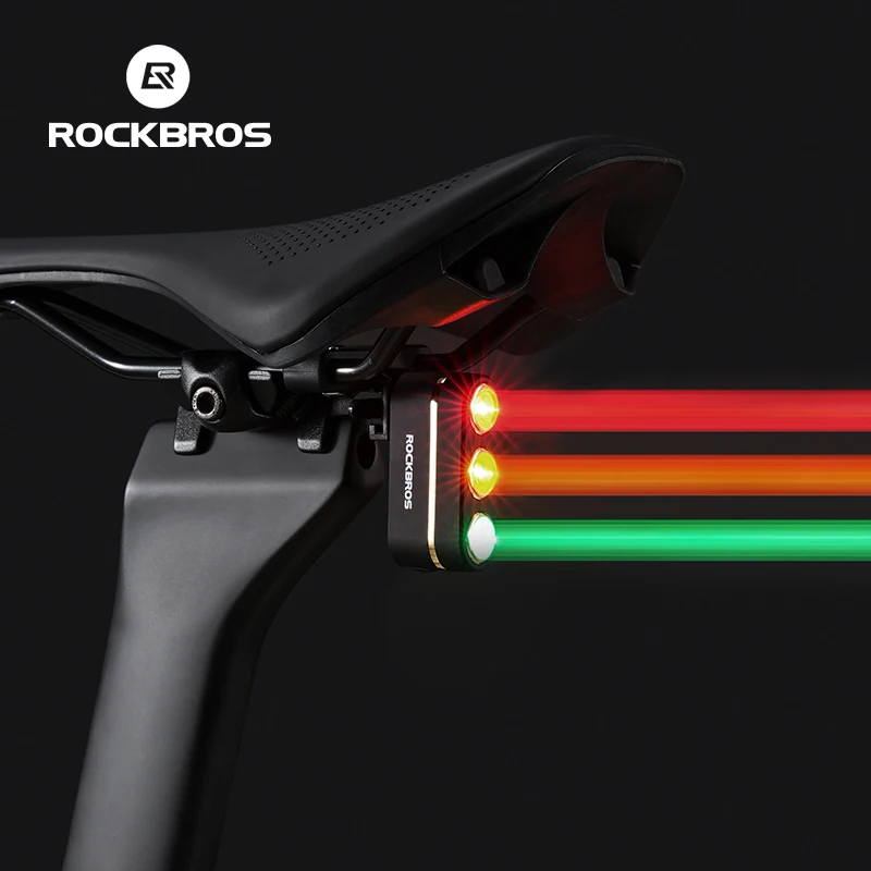 ROCKBROS Smart Bracket Bicycle Tail Light Waterproof Type-C 3 Colors Traffic Warning Bike Taillight MTB Road Cycling Rear Light