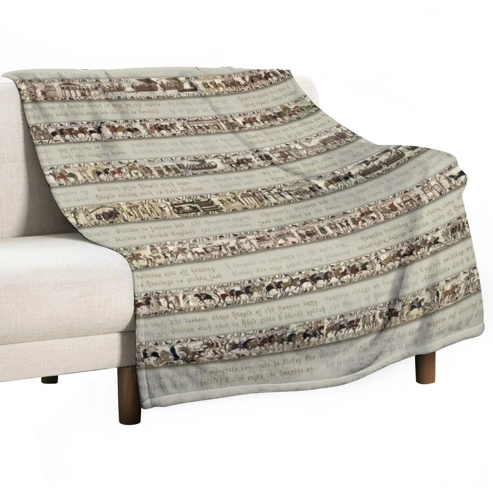 

Bayeux Tapestry Full Scenes On Beige Background Throw Blanket Sofa Blankets Sofas Flannel Fabric