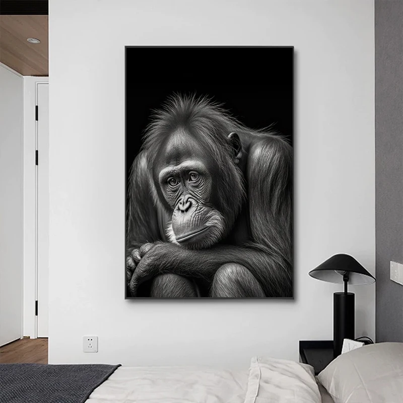 Black and White Wild Animals Poster Leopard Lion Tiger Print Canvas Wall Art Modern Painting Picture for Home Bedroom Decor