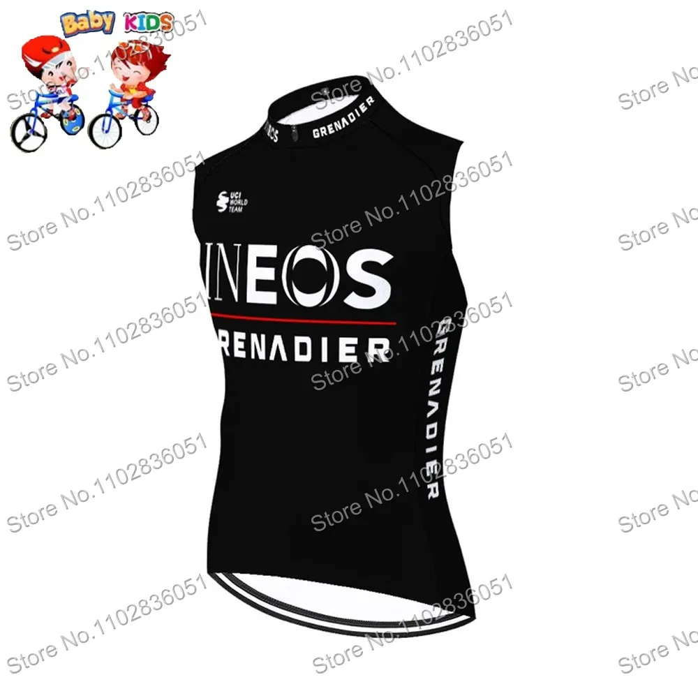 2024 Kids INEOS GRENADIER Team White Cycling Vest Windbreaker Summer Wind Vest Boys Road Bike Jersey Sleeveless MTB Bicycle