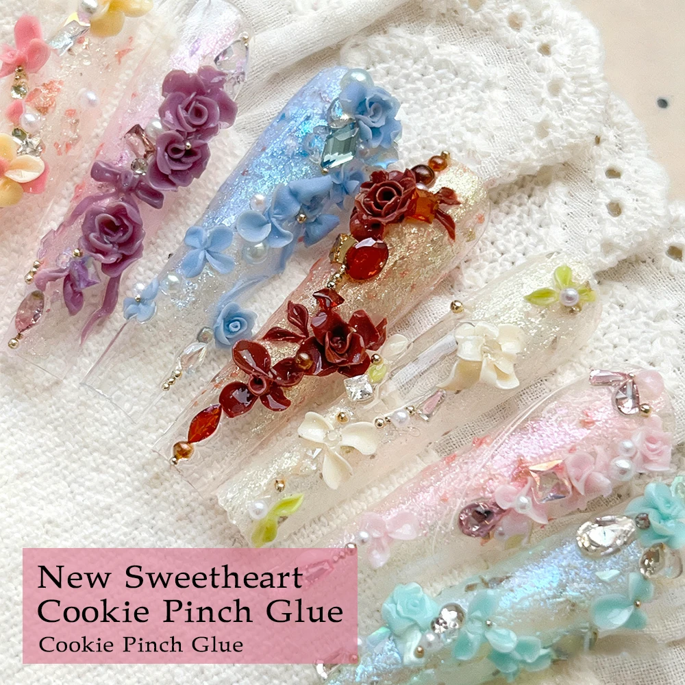 

12 color Sweetheart Cookies Pinch Carving Glue Non wash Non stick High toughness Rubber Mud 3D Carving Nail Art 3D Styling DIY