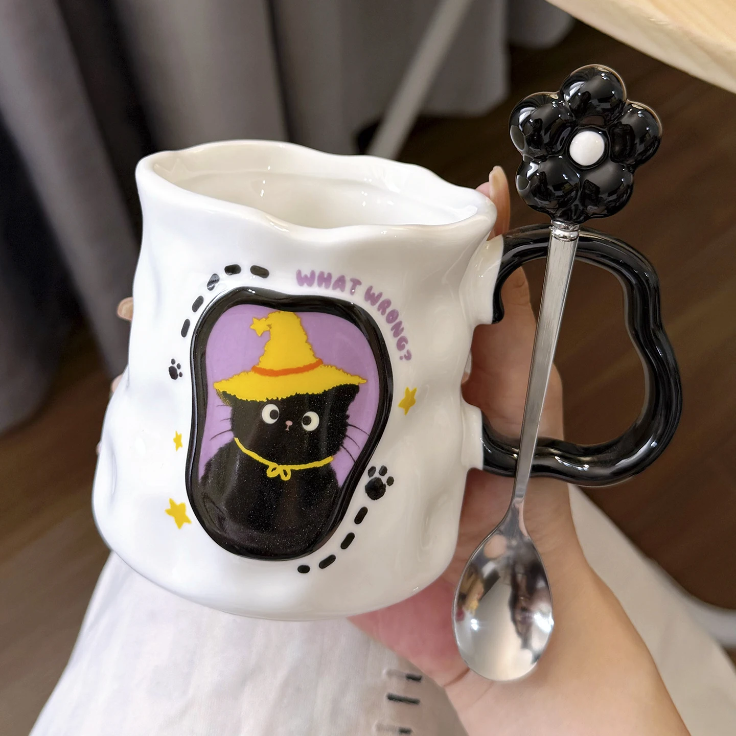 

Cute Ghost Bla Cerc Mug No Lid Coffee Mug Birthday Gift for Best Friend Water Drinking Mug Cartoon Anime Design