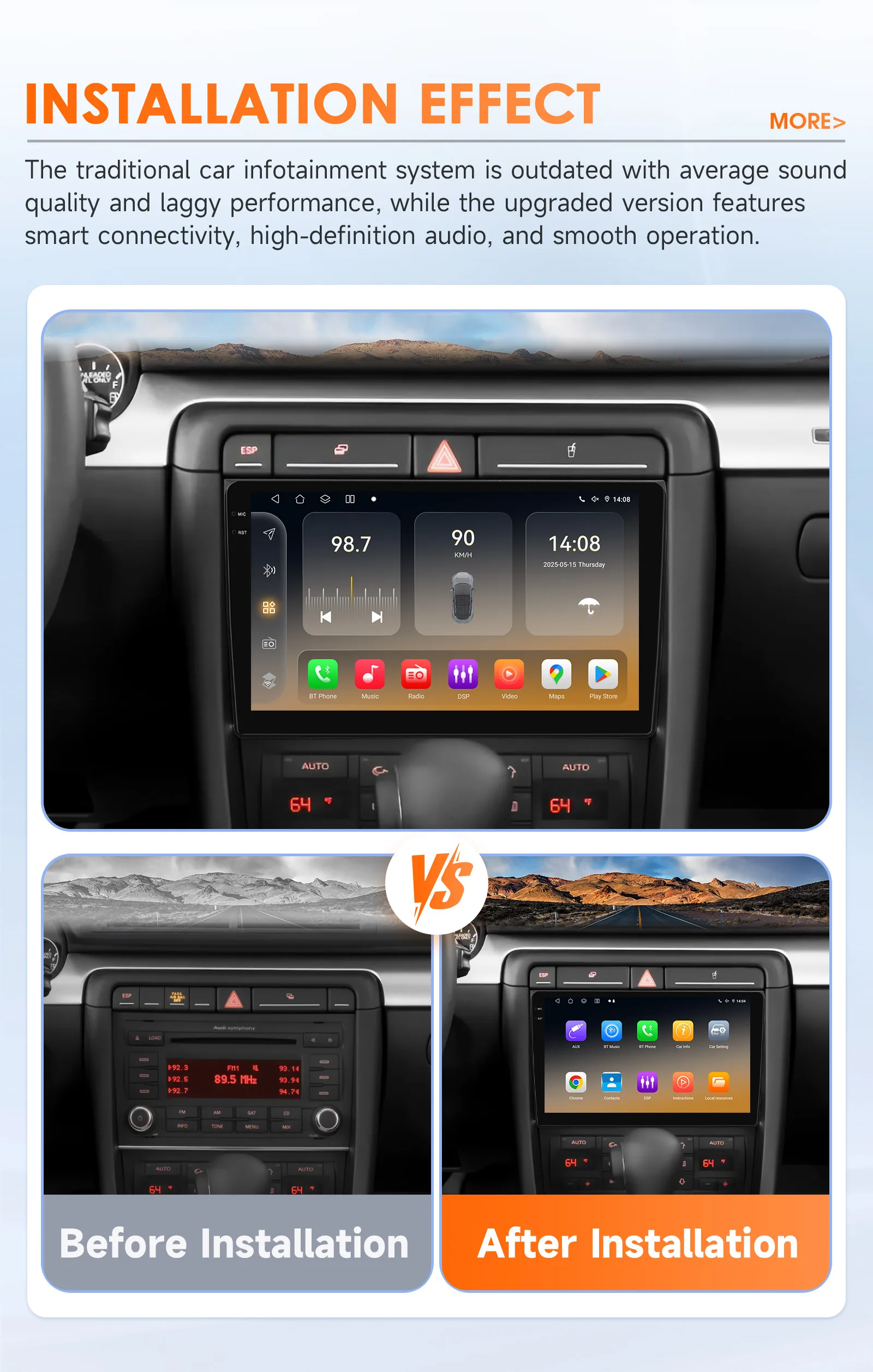 Hizpo 9 "Android 14 Für Audi A4 2000-2009 S4 B6 B7 RS4 Sitz Exeo RS4 Auto Radio multimedia Video Player Navigation 360 Kamera RDS – Detail 6