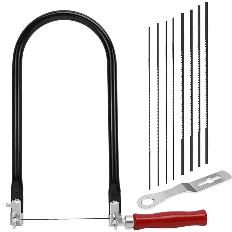 

ABBP-260Mm U-Shaped Fret Saw With Wood Handle And High-Carbon Steel Blades For Precise Cutting Of Wood, Plastic, And Metal