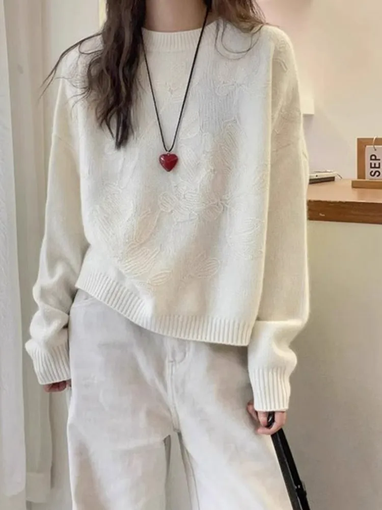 

Осенний вязаный свитер Camere, удобный облегающий круглый свитер Ne Long Sve, модный дизайн, корейский Sle, прямой крой