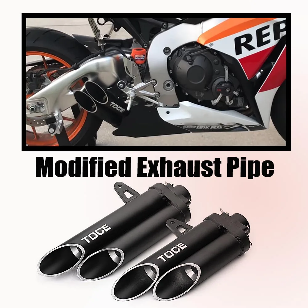 Motorcycle Modified Exhaust Pipe Universal Large Displacement Direct Out TOCE Dual-outlet Dual-pipe Exhaust 51mm Diameter