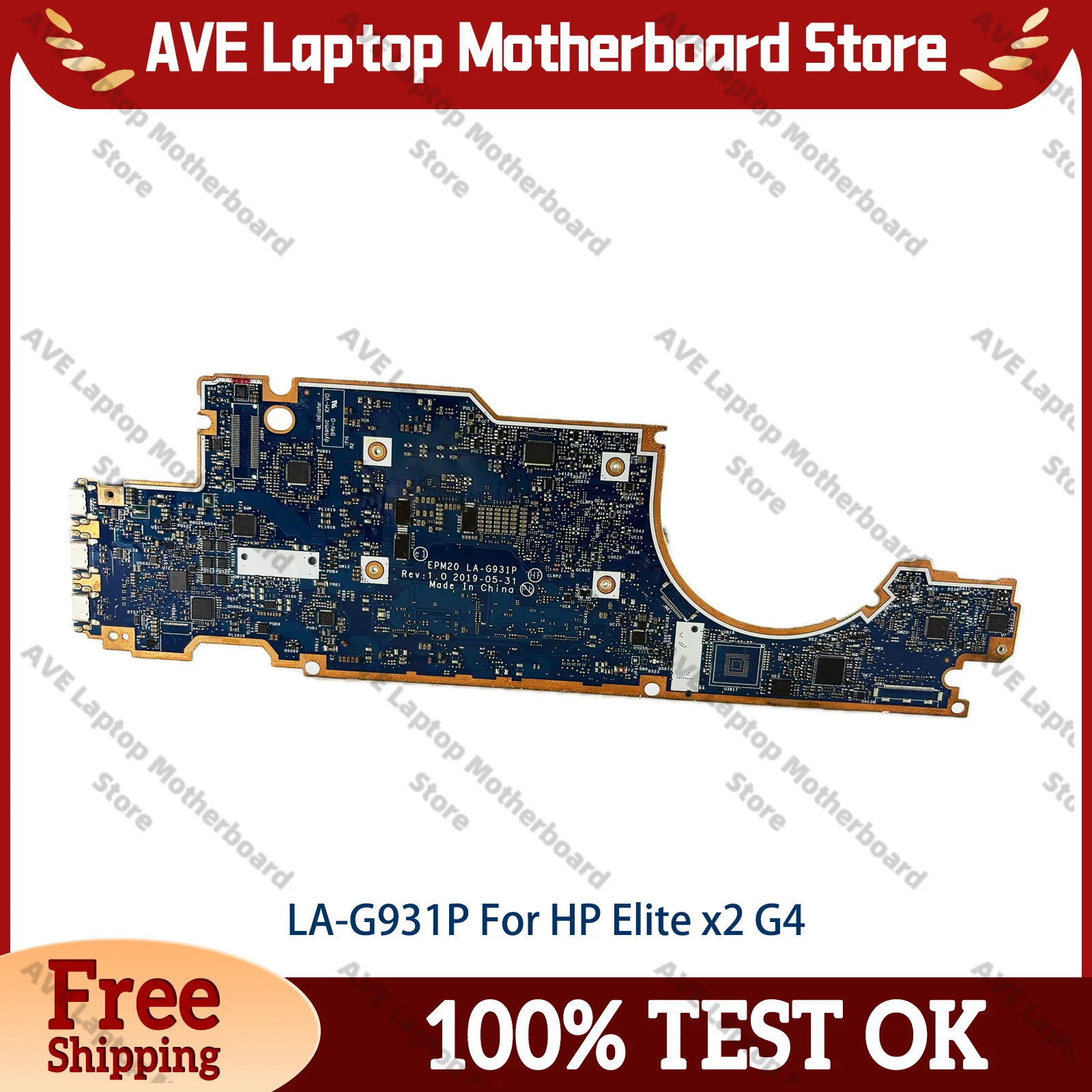 For HP Elite X2 G4 LA-G931P Laptop Motherboard With i5 i7 8th Gen CPU 8GB 16GB RAM L67391-001 L67395-001 100% Fully Tested