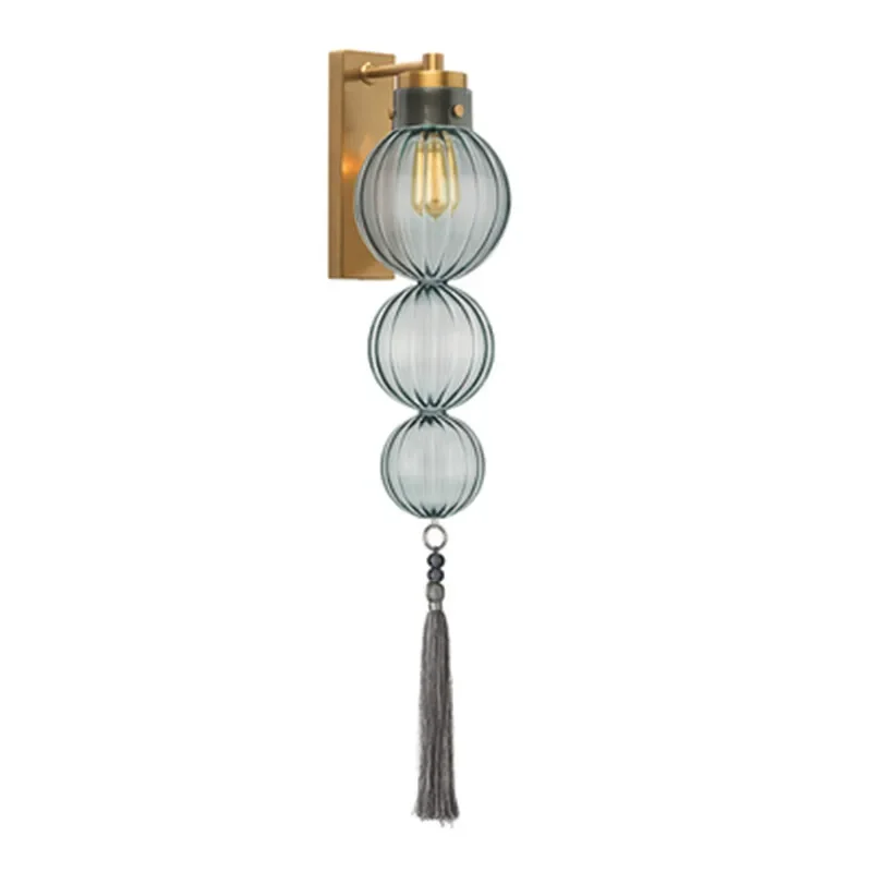 2026 Modern Nordic Danish Gourd Wall Lamps All Copper Chinese Bedroom Livingroom Aisle Hotel Sconce Wall Lights Glass Shade Ligh