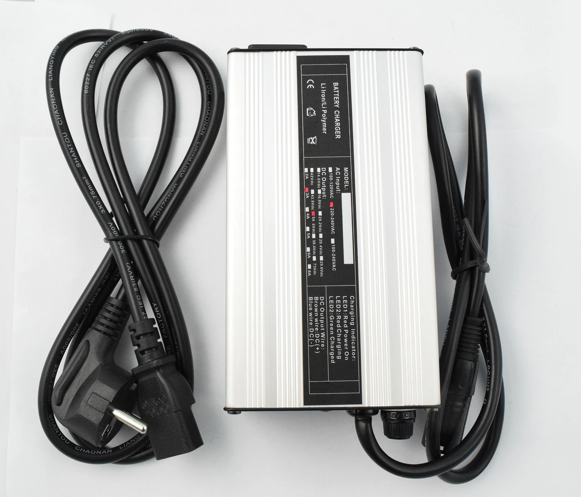 

silver aluminum shell 48V 3A lithium battery charger