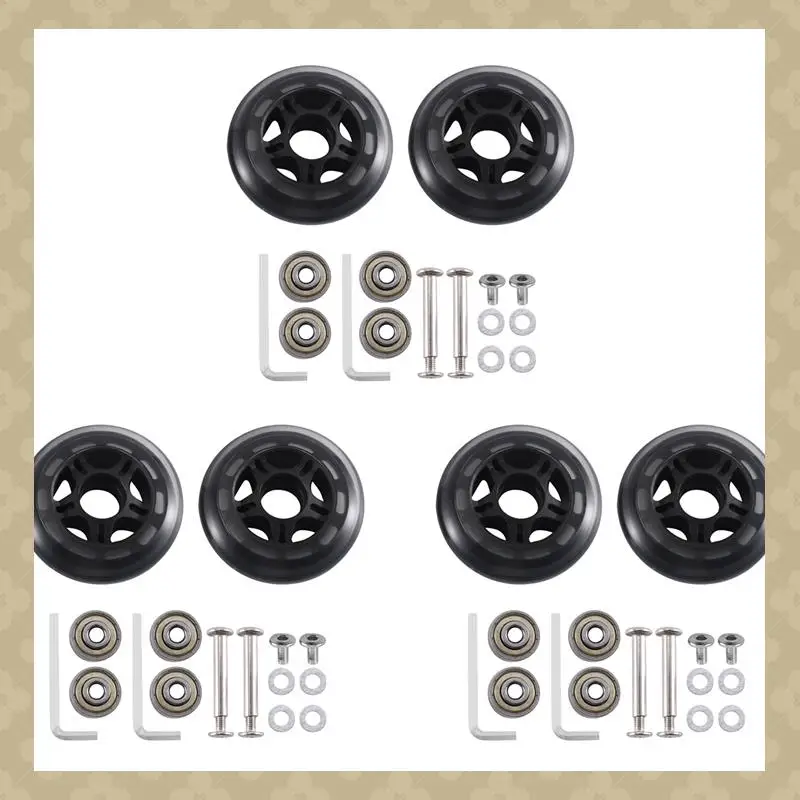 

ABST 80X24mm Luggage Wheels Replacement Case Wheels With 6Mm Carbon Steel Bearings Wheels For Suitcase Skate 3 Pair