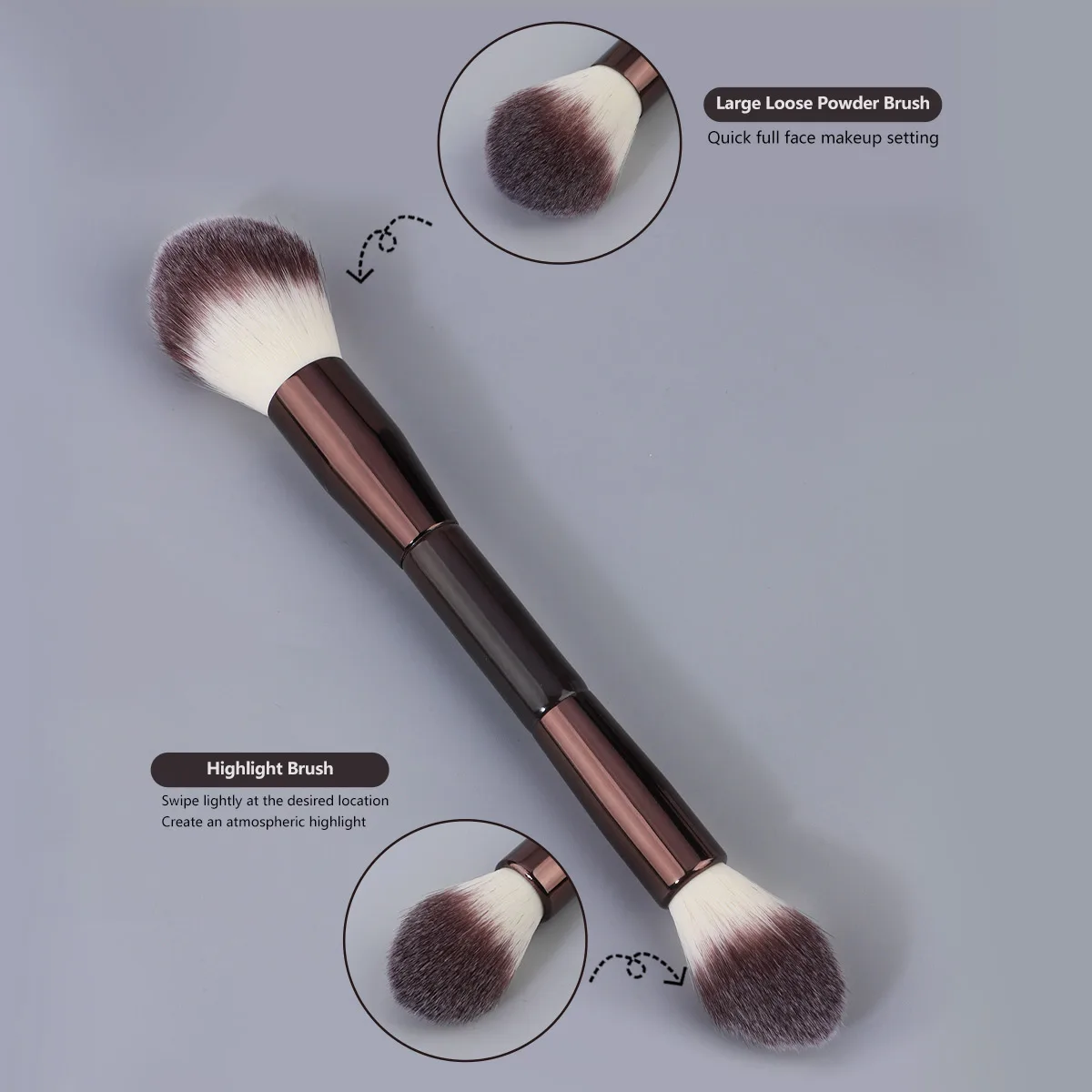 RANCAI 7PCS Makeup Brushes Set Double Head Foundation Brush Face Contour Sculpting Makeup Tool Soft Fluffy Loose Powder Brush