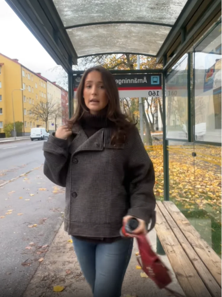 

Chic Plaid Woolen Jacket Women Stand Collar Long Sleeve Double Breasted Coat 2026 Spring Autumn Street Lady New In Outerwear