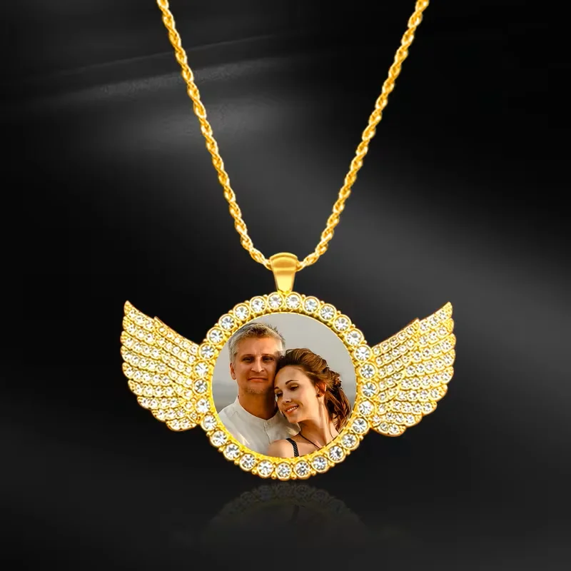 Personalised Photo Necklace, Customised Picture Angel Necklace, a Gift of Love for Relatives, Friends and Family.