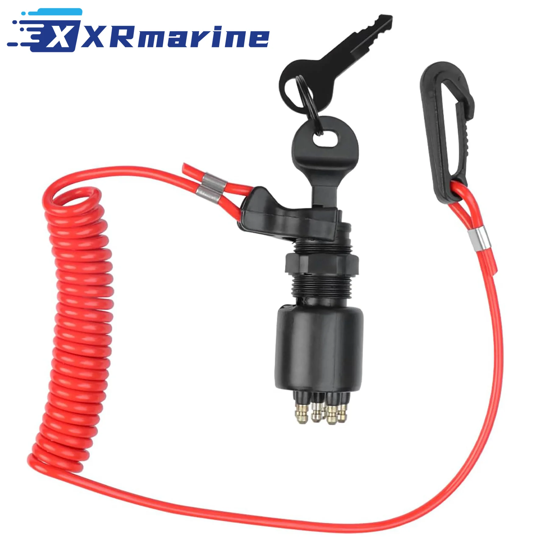 

Boat Ignition Switch Key Assembly W/ Safety Lanyard for Evinrude Johnson OMC 40-200 HP Outboard Motor Control Box 5005801 175974