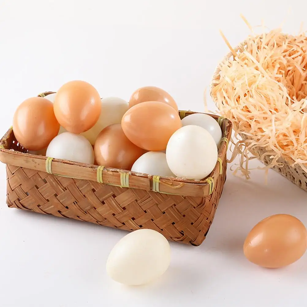 16 個シミュレーション卵小道具プラスチック DIY 卵子供のおもちゃエミュレーションイースター落書き鶏小屋の装飾安全な材料技量