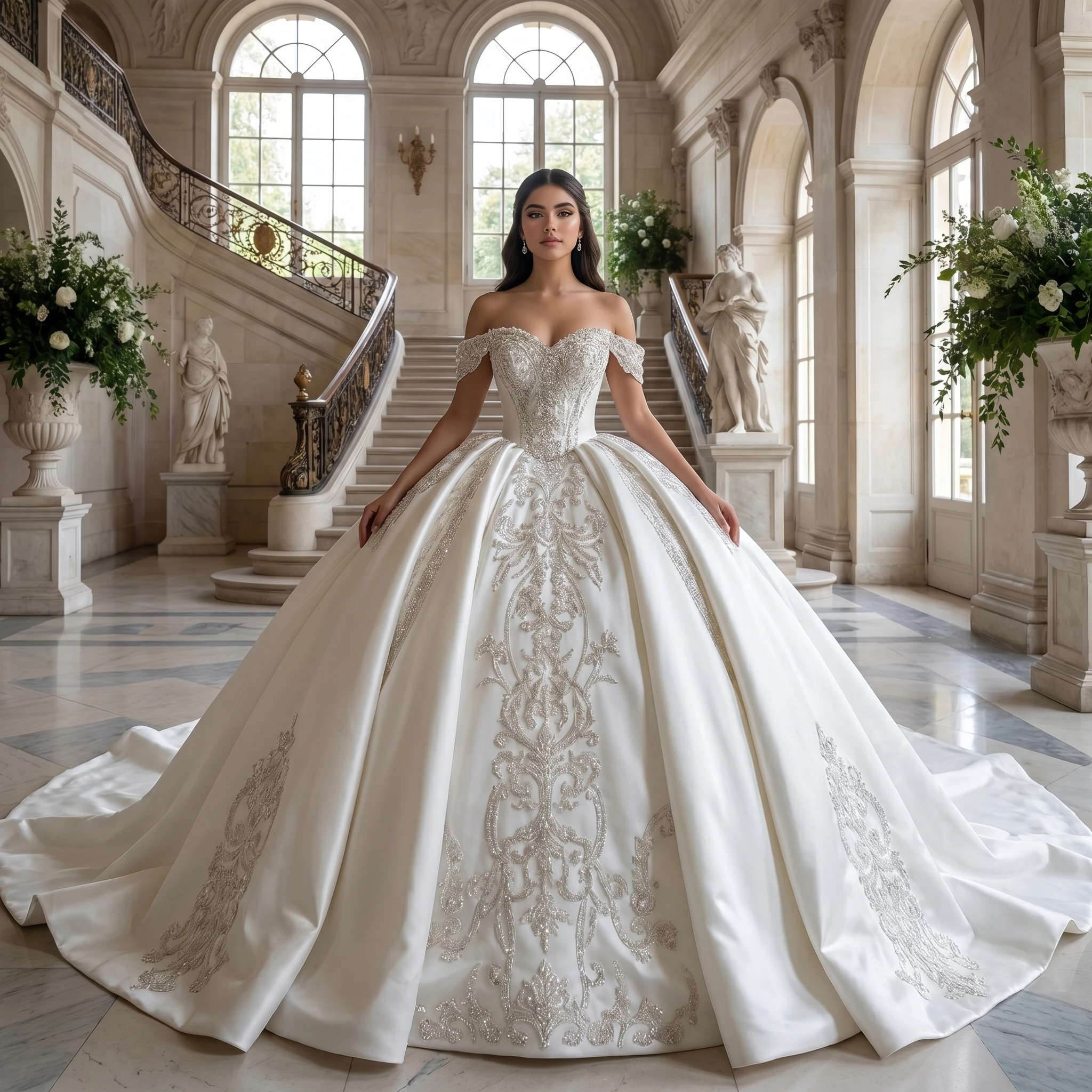Gorgeous Lace Scoop Neck Sparkling Wedding Dress Style Bride Dress Tight corset Ball Gown Customized vestidos de novia boda
