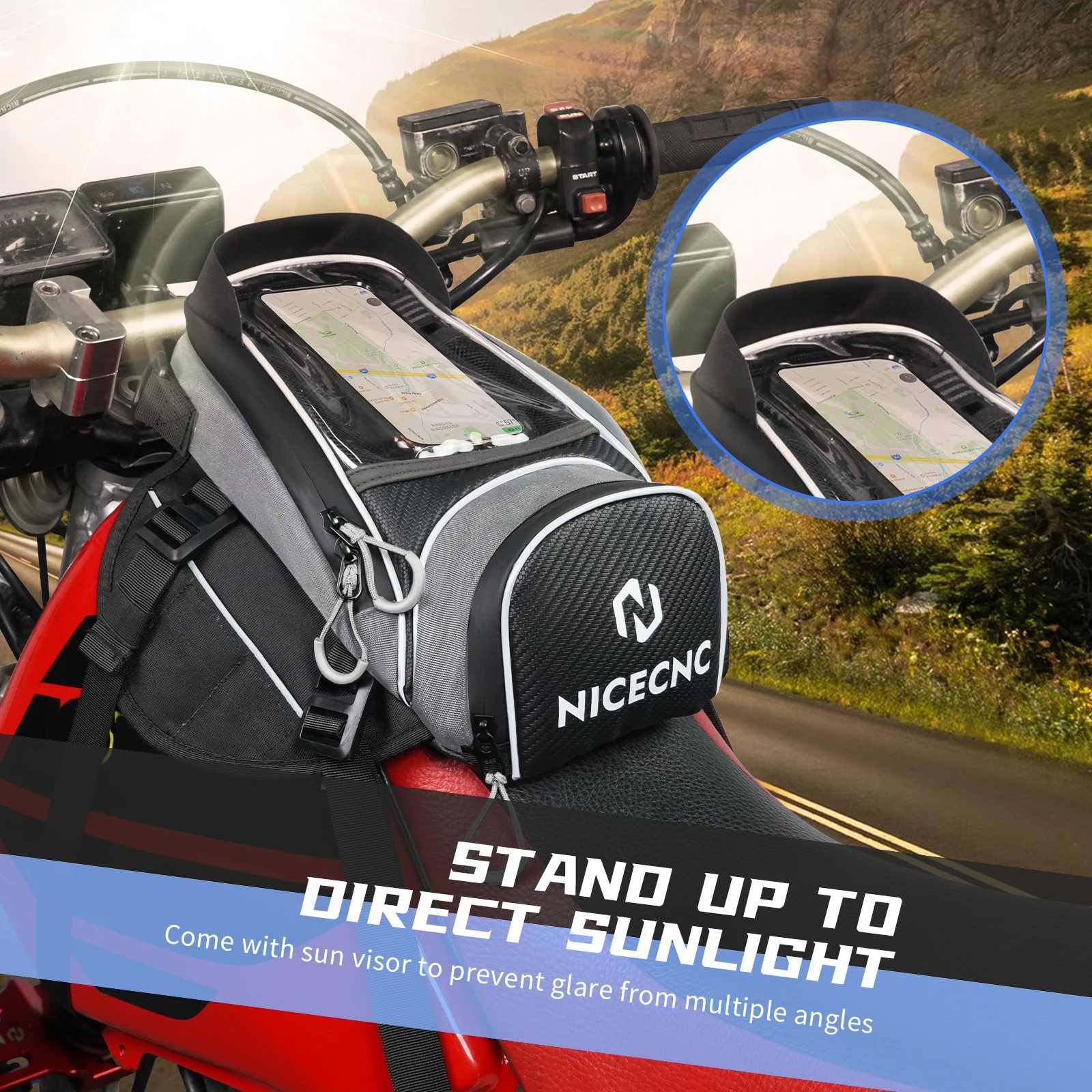 NICECNC Tank Bag Motorcycle Water resistant Touchscreen Package Saddle Bag Motorbike Fuel for BMW R1200GS Suzuki Kawasaki Z900