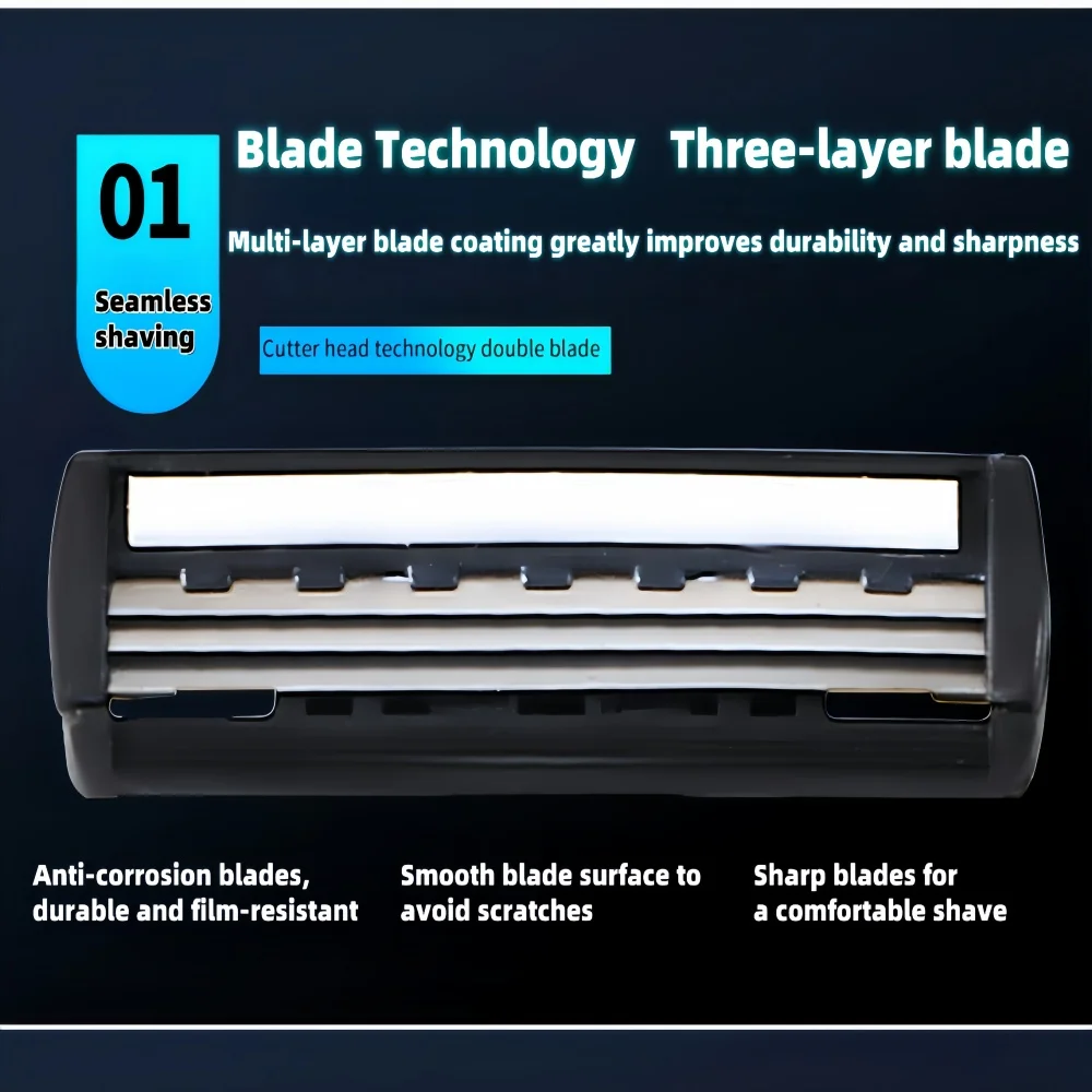 NEW Shaver Men Razor Shaving 3 Layer Stainless Blade Shaver Reusable Safety Razor Hair Removal Shaver Imported Blade Multi Tool