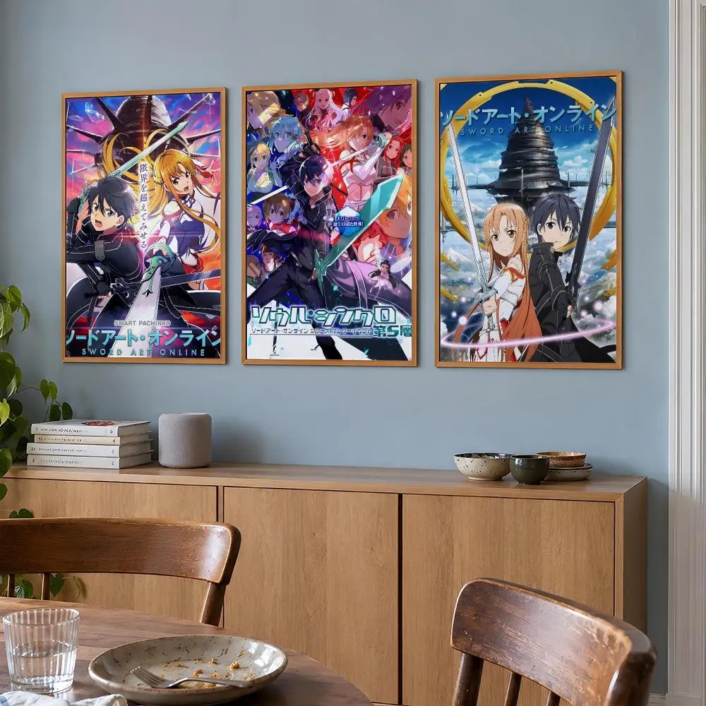 Anime Sword Art Online Kirito Asuna SAO Poster Wall Art Print HD Aesthetic Artwork Waterproof Printing For Fans Home Decor Gift