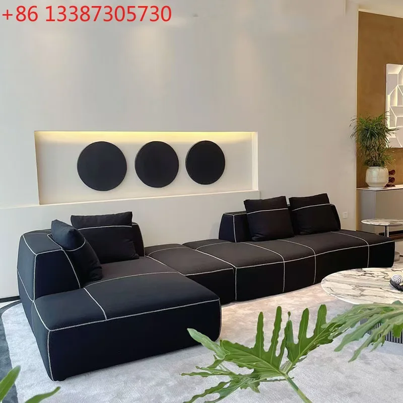 

Итальянский модульный диван прямой формы для больших квартир, изогнутый угловой диван для гостиной в стиле лайт-люкс.