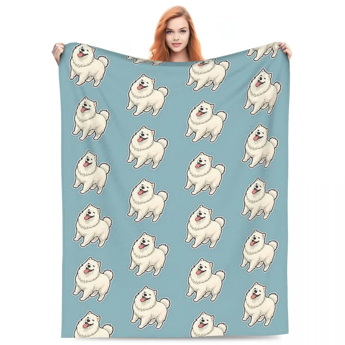 

MaleBoy Samoyed Design For Dog Lovers Blankets Flannel Sofa Warm Throw Blankets for Home Bedroom Office Throws Bedspread Quilt