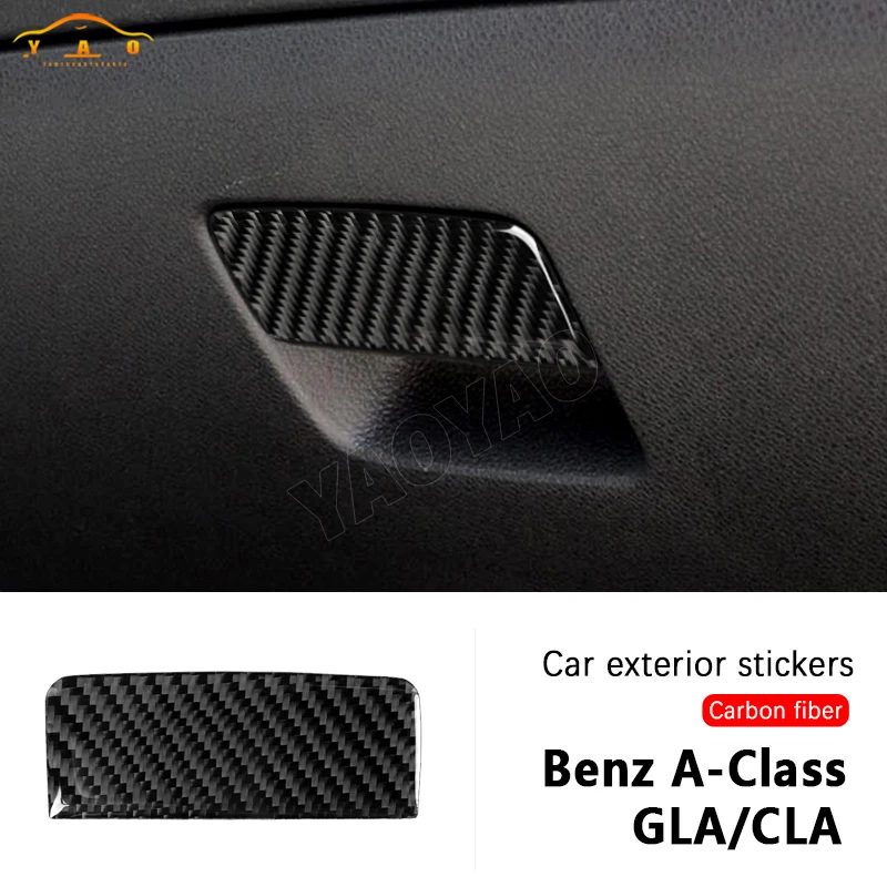 Углеродное волокно для Mercedes Benz A GLA CLA CLASS 2013-2018, ящик для хранения перчаток, ручка, держатель для чашки, отделка