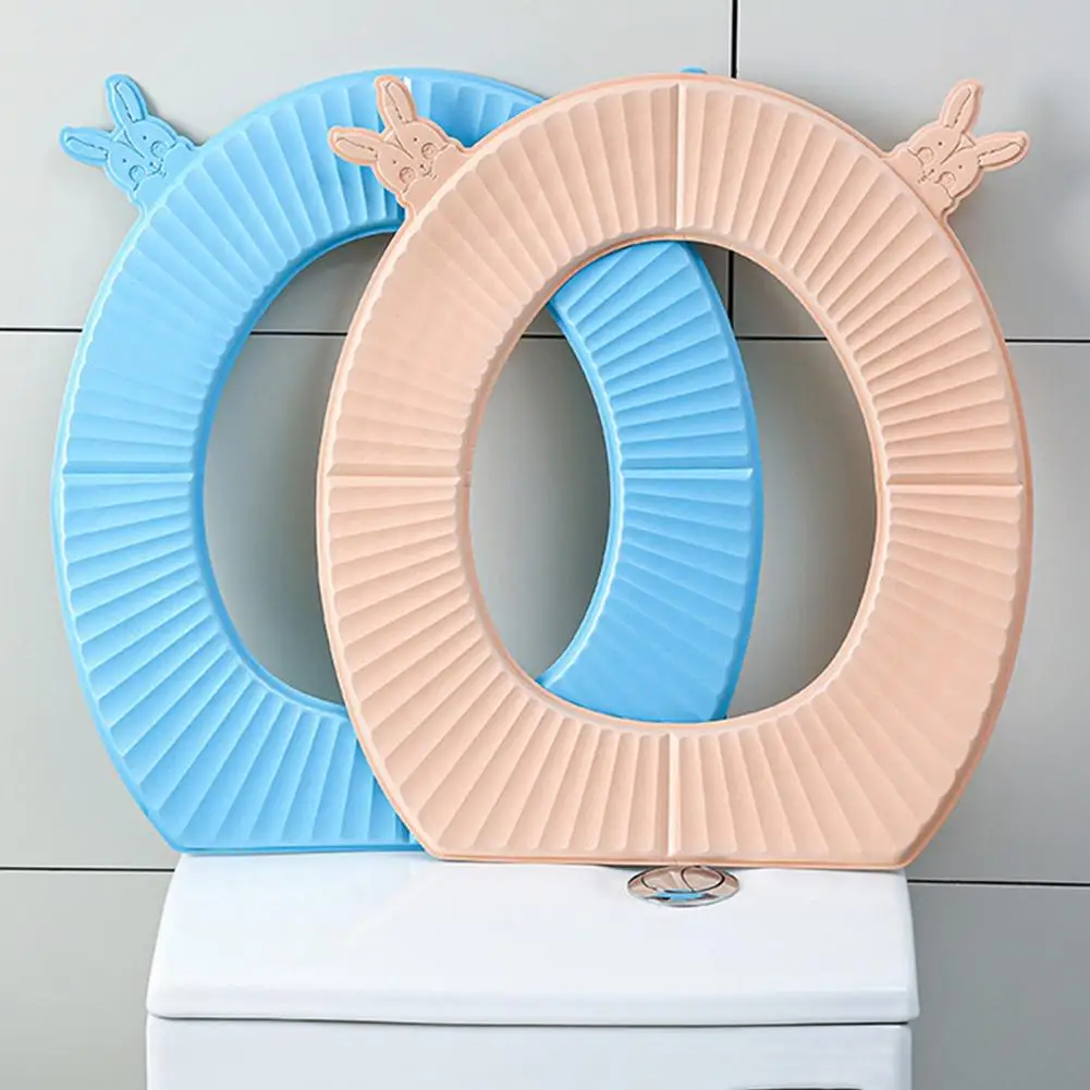 Toilet Mat U/O Shape Universal Waterproof Keep Warm With Dual Handle Cartoon Rabbit Head Folding Toilet Seat Pad Closestool Home