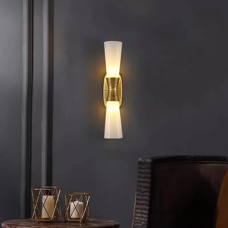 American Gold Foil Wall Lamps Utopia Led Lights Living Room Decoration Bedroom Beside Light Fixture Aisle 2 Heads Illumination