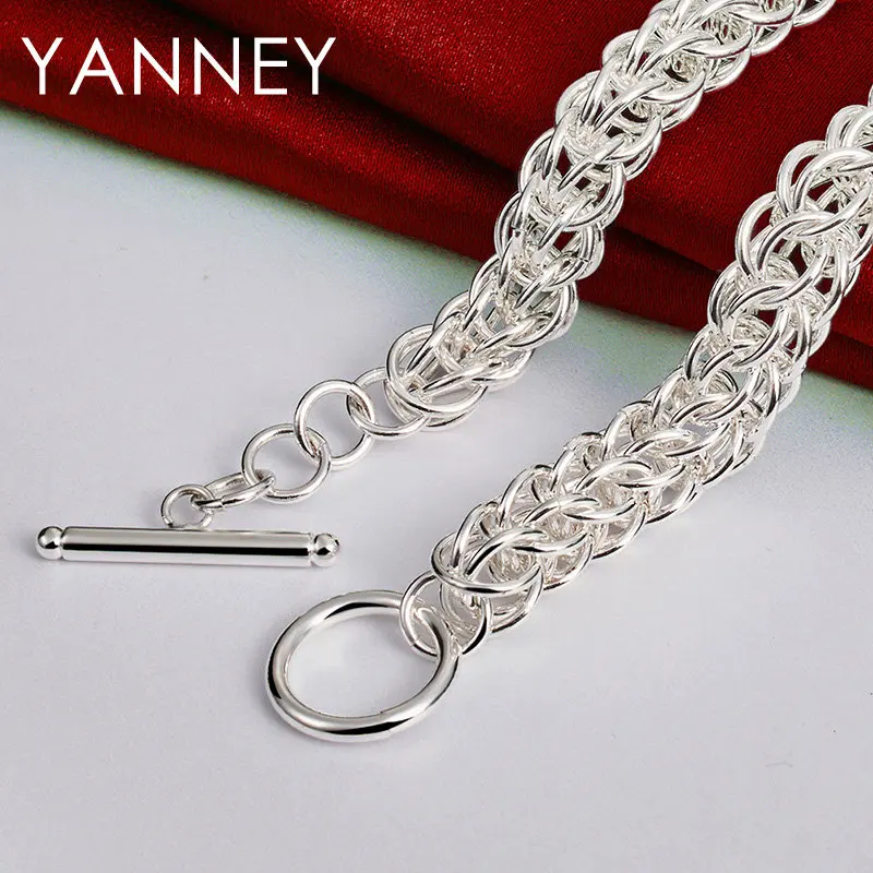 YANNEY 925 Sterling Silver 18 Inches Luxury Knot Chain Hip Hop Necklace For Men Women Fashion Gifts Jewelry Wedding Accessories