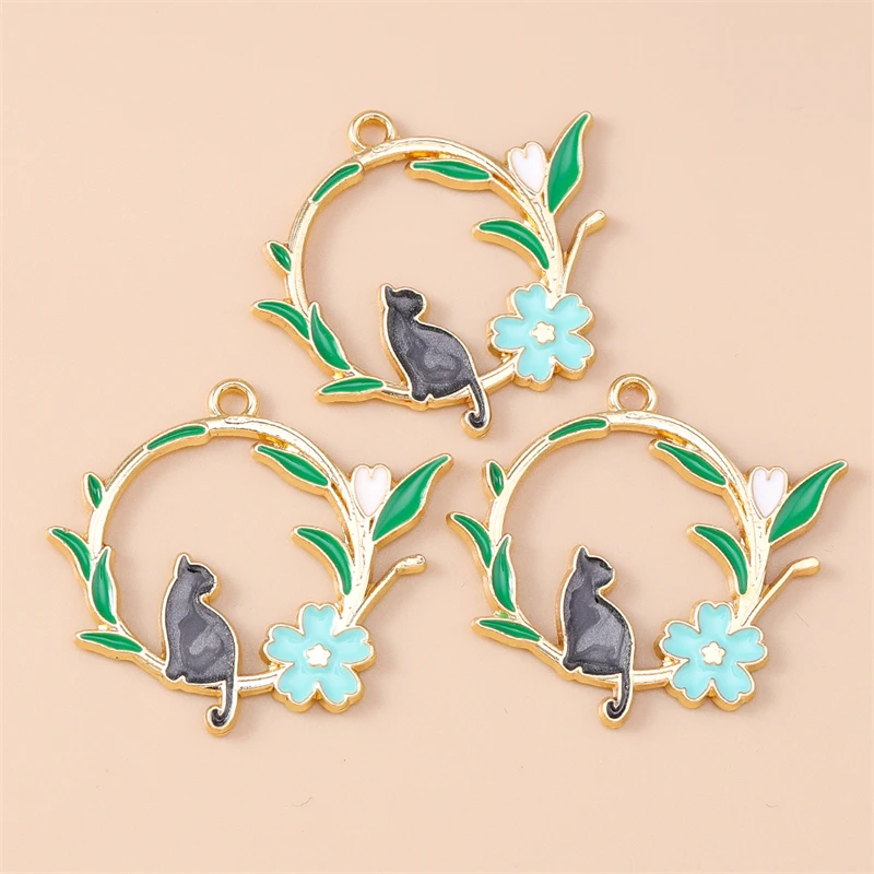 20 Stück Gemischte Cartoon-Tier- und Katzen-Anhänger, Emaille-Blumen-Charms für Schmuckherstellung, Halsketten, Ohrringe, Armbänder, DIY-Bastelgeschenke – Detail 10
