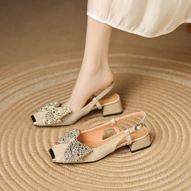 

Сандалии из натуральной кожи на низком каблуке 3 см, повседневные женские туфли-лодочки ручной работы с ромбовидным бантом и леопардовым принтом